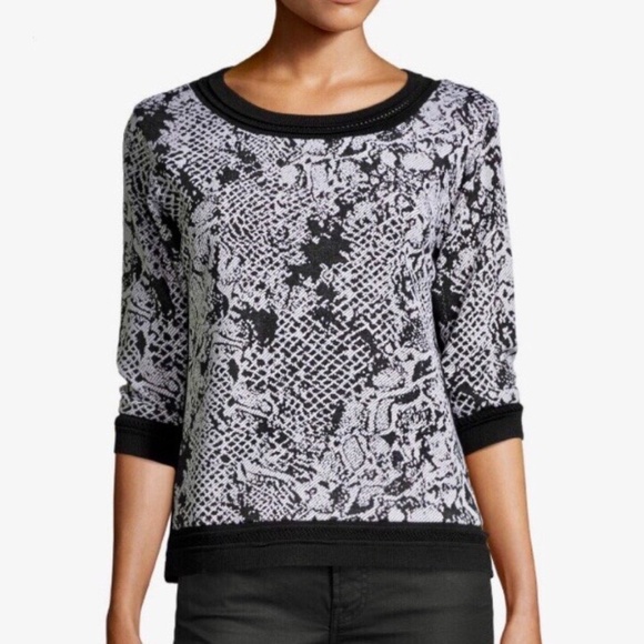 Yoana Baraschi cobra print black white knit top - Picture 1 of 8